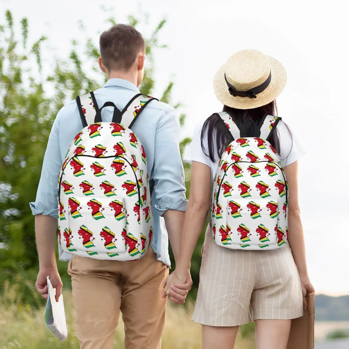 Guyana Flag Map Smile With Love Student Backpack School Bag Hiking Travel Daypack for Boys Girls Bookbag Shoulder Bags