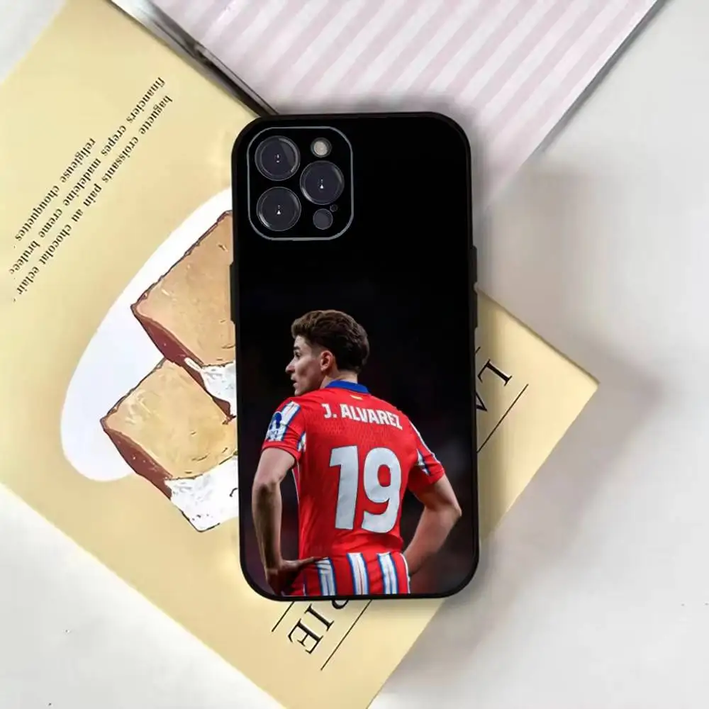 حافظة هاتف جوليان ألفاريز لكرة القدم لهاتف آيفون 16، 15، 14، 13، 12، 11 بلس، برو ماكس، XS، X، XR، SE، Mini، 8، 7، غطاء أسود ناعم #4