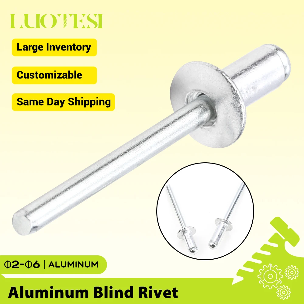 Aluminium Blind Rivets M2.4 M2.8 M3 M3.2 M3.6 M4 M4.8 M5 M6 M6.4 Mandrel Exhaust Pop Rivets Pull Nail Dome Head Blind Rivets