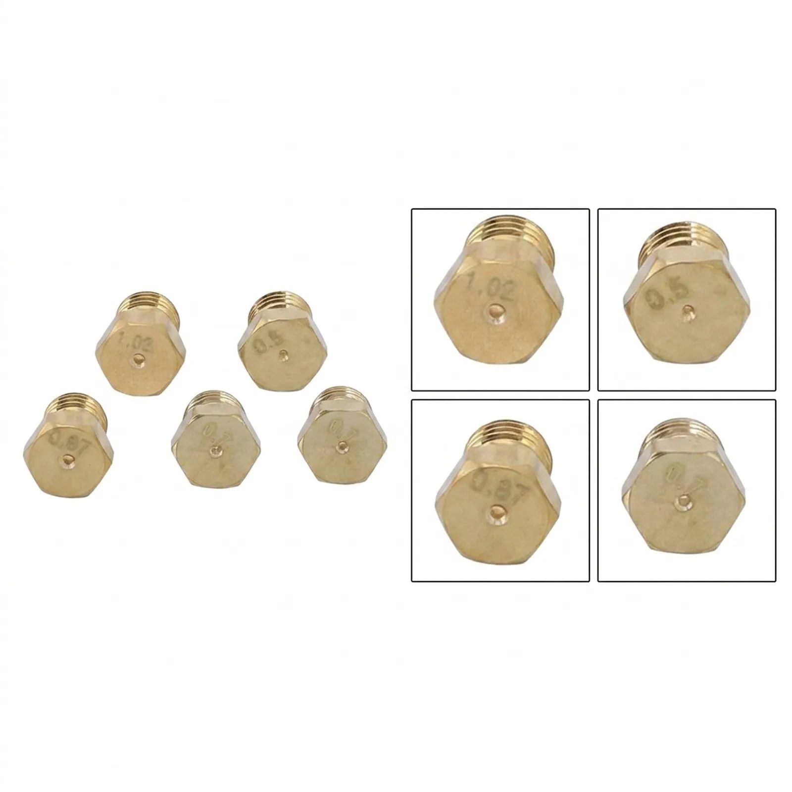 5pcs For LPG Gas Jet Nozzles Set 0.5-1.02mm Brass Burner Injectors For Propane Conversion Kit Stove Hob Accessories