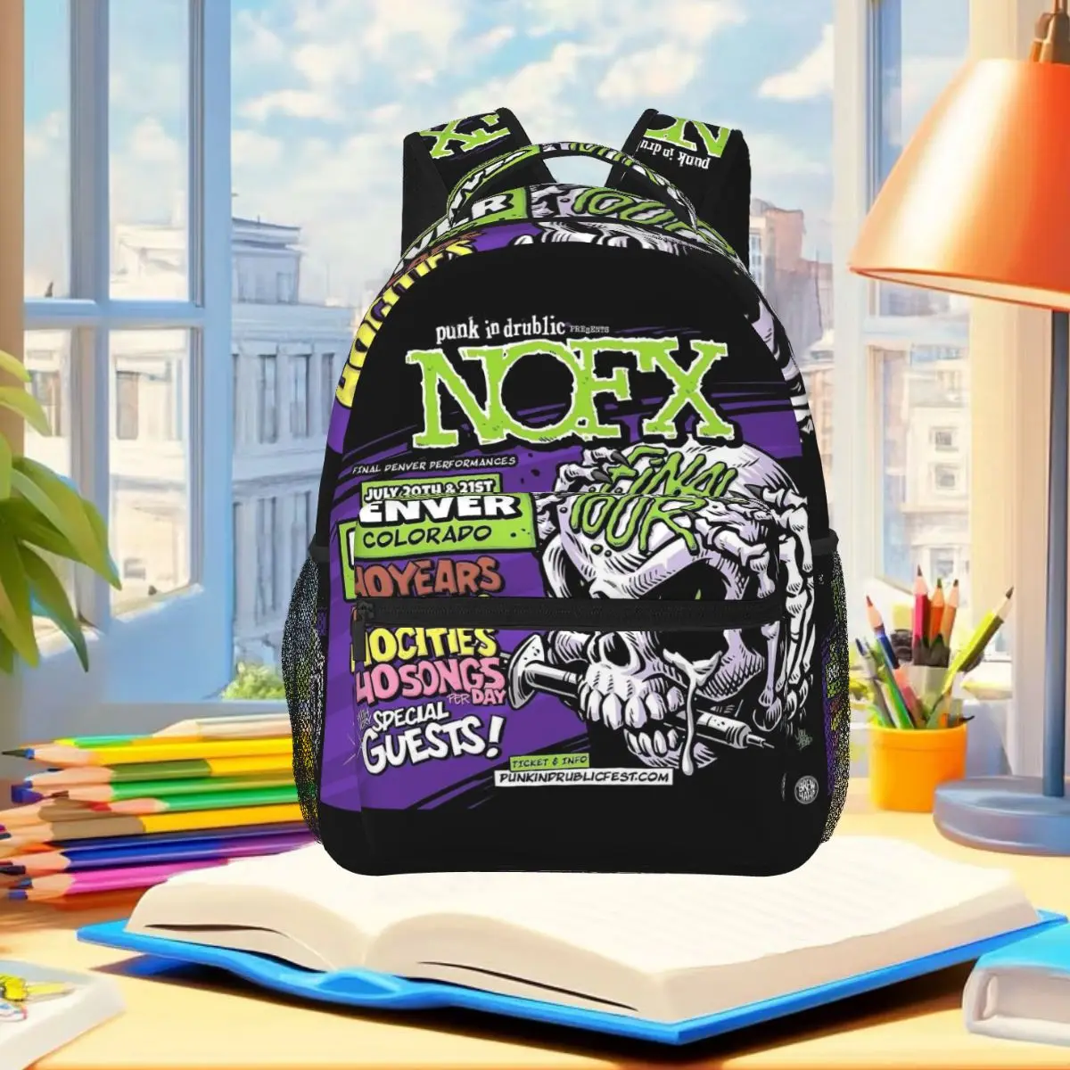 Nofx Band Final Tour Skull Backpack Student Boys Girls BookBag Children School Bag Laptop Shoulder Bags for Men Women