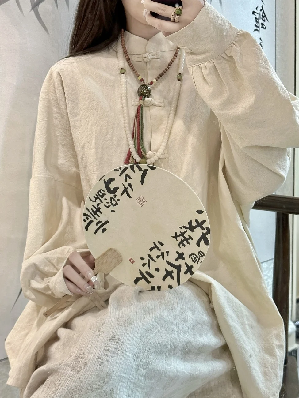 

Новая женская летняя рубашка из хлопка и льна с эффектом прохлады, на пуговицах, с рукавами «летучая мышь», в традиционном китайском стиле