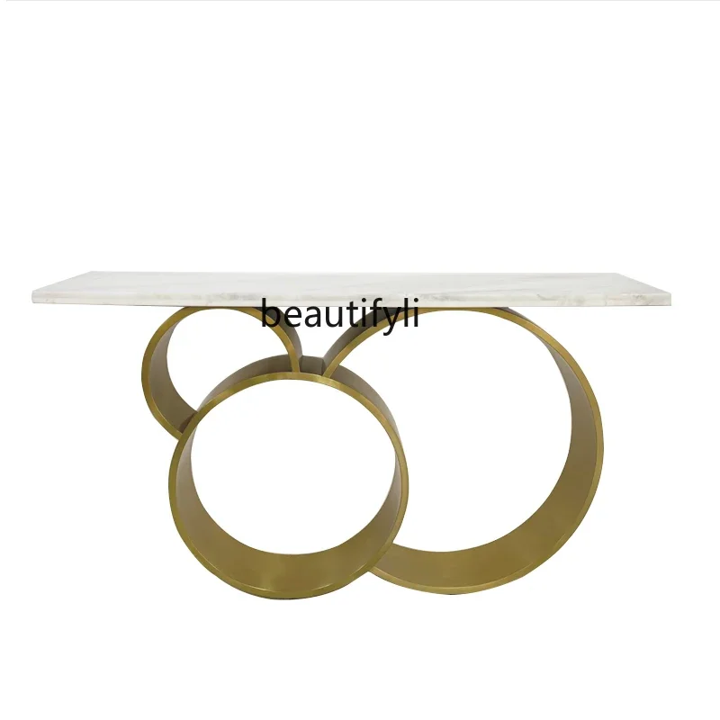 

Stainless Steel Marble Narrow Strip Narrow Table Wall Console Table Creative Strip Partition Decorative Side View Suit