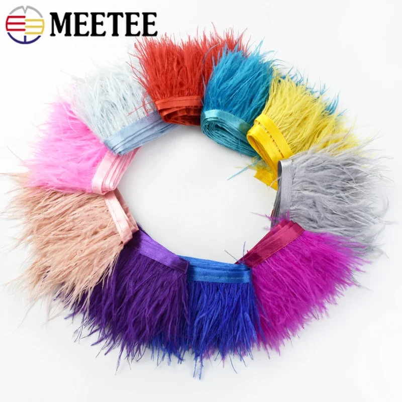 1/2Meters Ostrich Feathers Trim Decoration Tassel Ribbon DIY Handmade Dance Performance Clothing Dresses Wedding Accessories