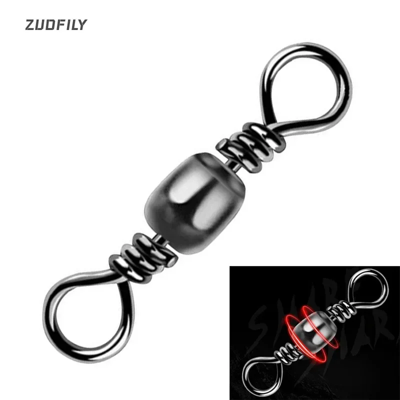 50Pcs/Set Fishing Swivel Bearing Rolling Connector Carbon Steel Solid Ring Fish Hook Lures Connector For Fishing Tackle Pesca