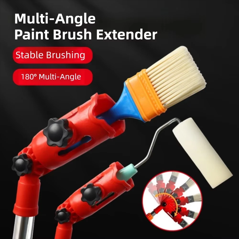 Multi-Angle Paint Brush Extender Rotating Head Plastic Extension Pole Attachment Holder Corner Painting Tool Walls Edges Corners