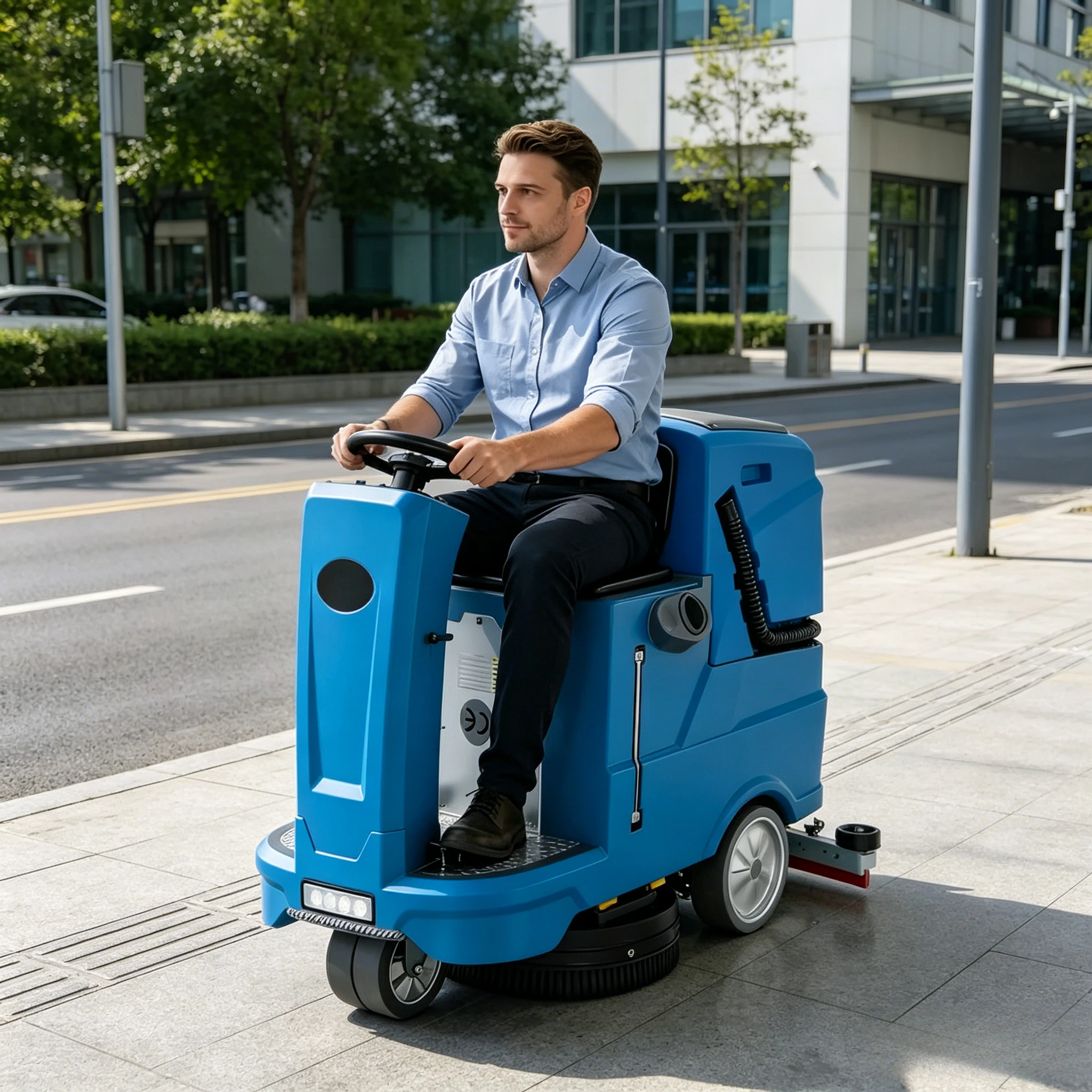 Cordless Rechargeable Ride-on Commercial Floor Scrubber Industrial Floor Washing Machine for Large Area Customized