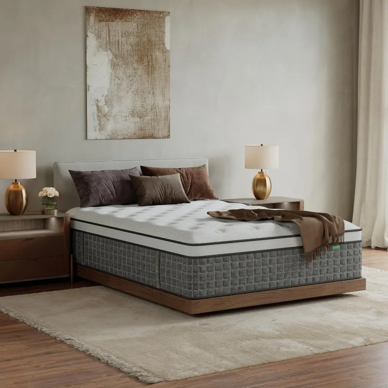 Materasso Queen, Materassi Queen Size da 14 pollici in una scatola, Materasso ibrido in memory foam, con molle insacchettate individuale per Motion Is