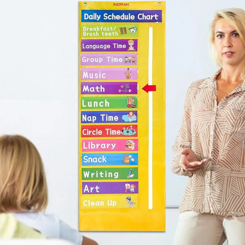 Daily Schedule Pocket Chart Class Activities Indicates Schedule Chart Multifunctional Routine Calendar Chart Experience Visual