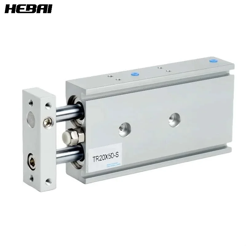 Cilindro Pneumático HEBAI TR, Cilindro de Ar com Dupla Haste, 10 16 20 25 32mm, Liga de Alumínio, Curso de 30 40 50 60 80 100mm