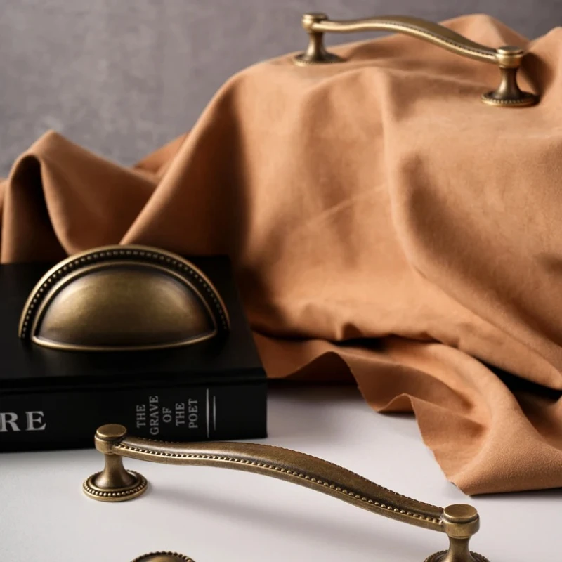 Solid Brass Antique Bronze Cabinet Door Handle Shell Style Cabinet Handles Furniture Drawer Handle Kitchen Drawer Knob Hardware