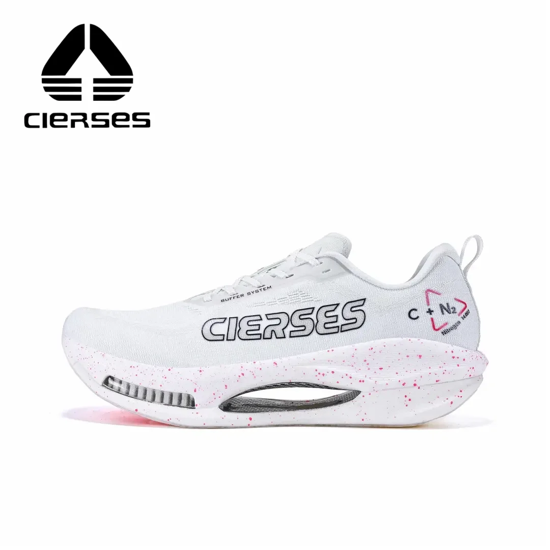 CLERSES CIERSES Carbon Plate Sneakers Breathable Mesh Marathon Running Shoes Shock Absorption Athletic Trainers Men Shoes 2445