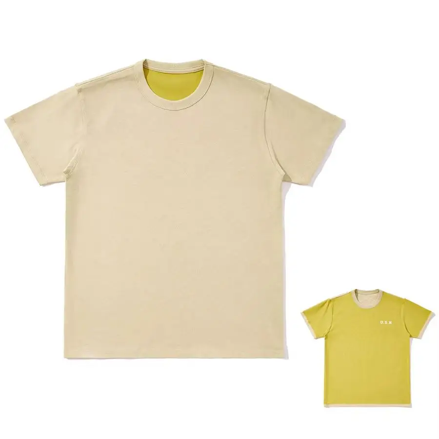 Reversible Design American Retro Simple Printed T-Shirt Heavy Cotton Short-Sleeved T-Shirt Youth Versatile Bottoming Shirt Men