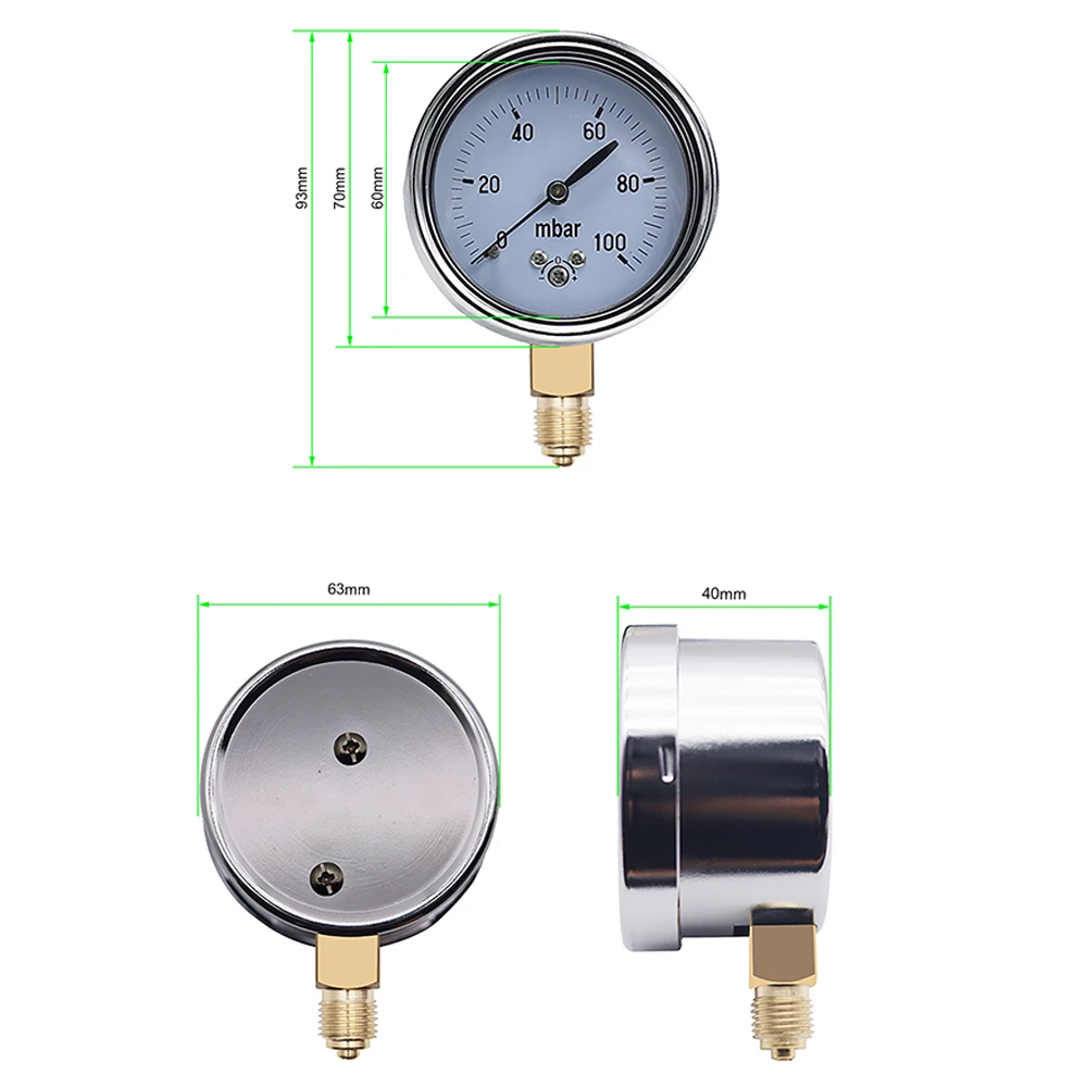 0-16mbar 50mbar 60mbar 100mbar 200mbar Calibratable mbar pressure meter mbar gauge adjustable gas pressure gauge manometer