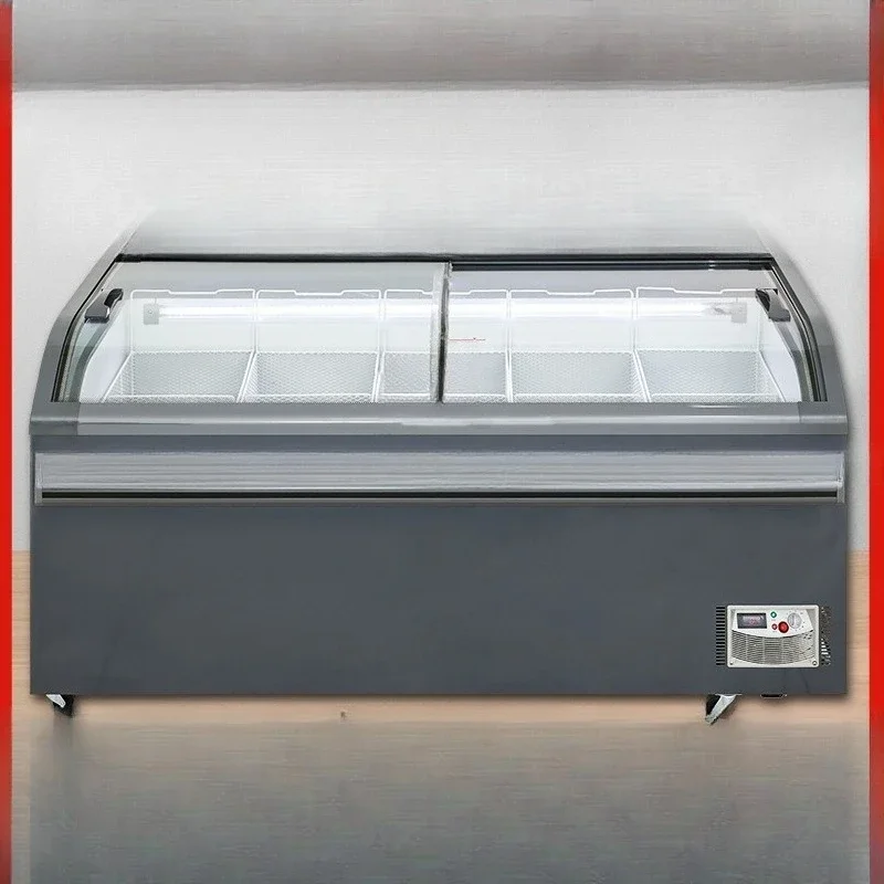Cabinet Large Capacity Horizontal Display Cabinet Curved Glass Door Commercial Freezer Supermarket
