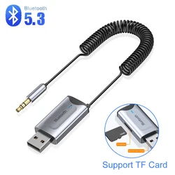 Bluetooth Aux Adapter Dongle USB To 3.5mm Jack Car Wireless Audio Adapter Bluetooth 5.3 Receiver Handsfree Kit for Speaker Car