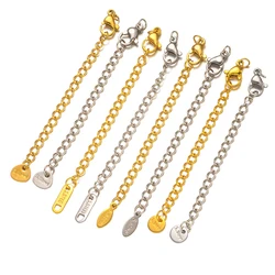 10pcs Stainless Steel Extension Chains With Lobster Clasps Connector Link Necklace Tail Making DIY Bracelet Accessories Supplies