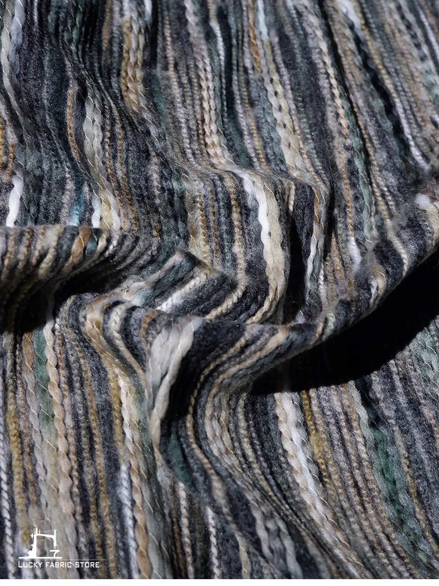 Ethnic, bohemian color, wool felt, three-dimensional twist, knitted texture, fabric jacket, creative designer fabric