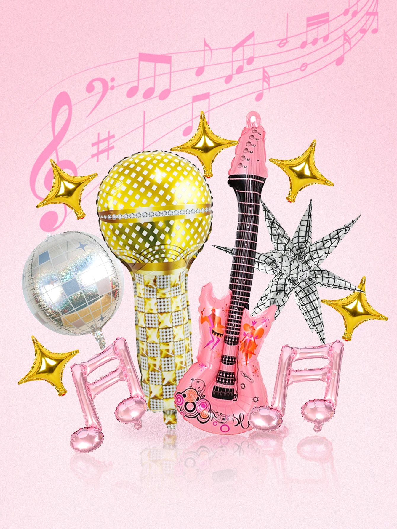 

18pcs music party foil balloon set, suitable for pop music theme party, disco birthday party, wedding,bachelorette,bridal shower