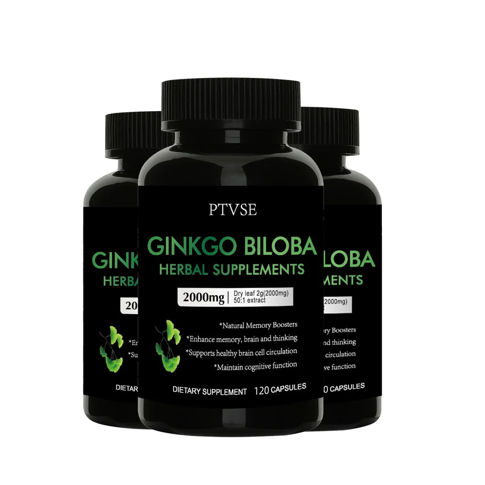 Ginkgo Biloba Capsules - Premium Non-GMO/Vegan Superfood - Traditional Energy Booster and Mood Soother