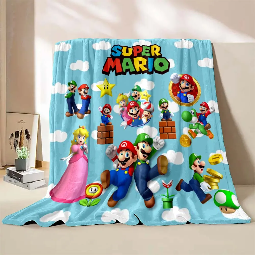 Game Super Mario Print Blanket Soft Fluffy Kids and Adult Sofa Bed Throw Blanket Outdoor Travel Camping Sheet Cartoon Blanket