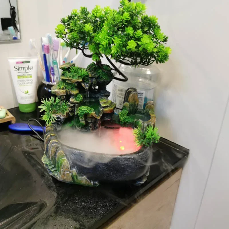 Table Fountain Atomizing Desktop Waterfall Air Humidifier for Discharge Decoration Office Home DeskTabletop Ornaments Mist