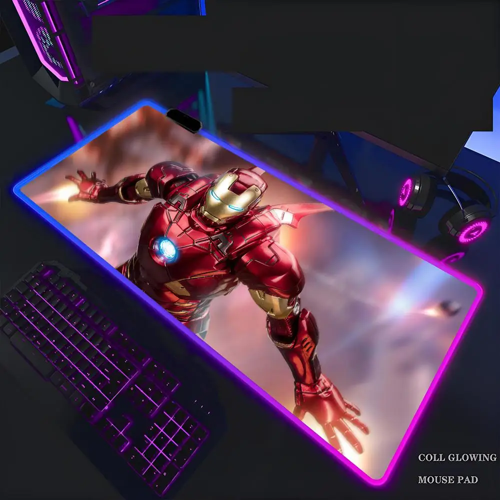 L-Iron M-Man Mouse Pad Mousepad Rgb  Mouse Pad Gaming Backlight Pc Accessories Gamer 100x50cm Keyboard Backlit Mat Desk Protecto