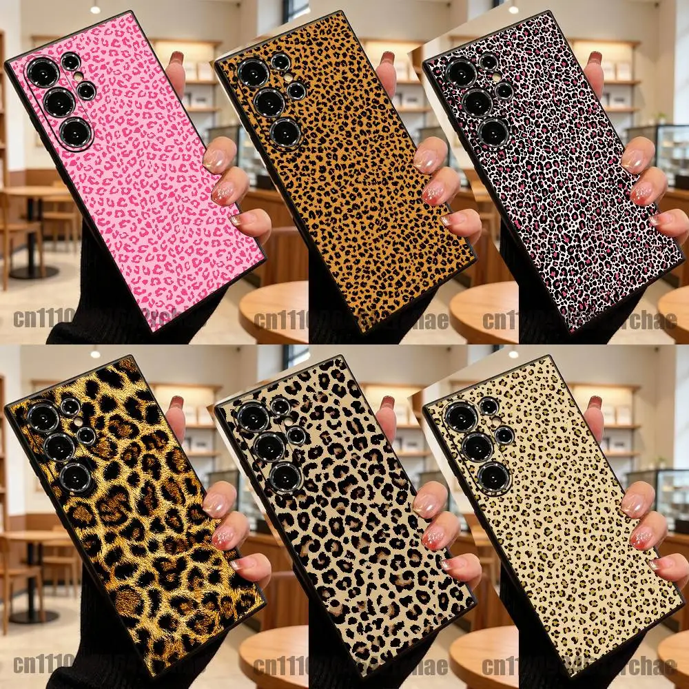 For Color Pink Brown Leopard Pattern Phone Case For Samsung S23 S24 S26 S25 S22 S30 S21 Ultra Plus Fe Lite DIY Silicone Cover