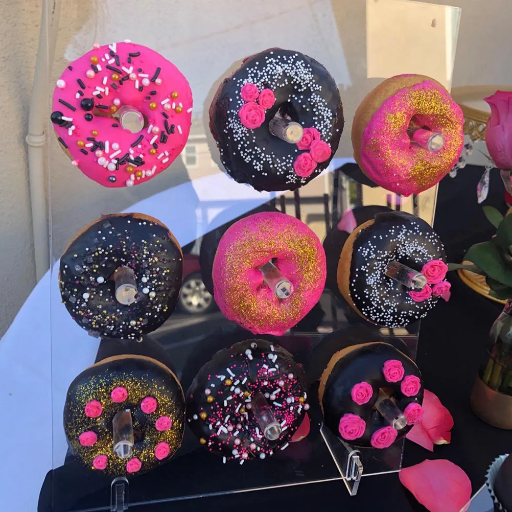 

9 Holes Acrylic Donut Stand Transparent Display Rack Decorative Treat Holder for Wedding Birthday Party