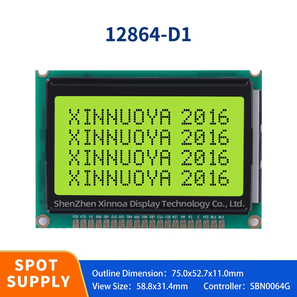 Fornecimento estável de mercadorias 12864-D1 Módulo LCD de matriz de pontos gráfica SBN0064G Tela de exibição Módulo LCM Qualidade de exportação