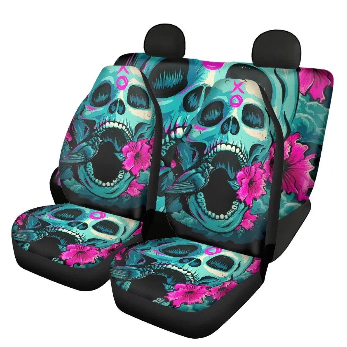 

Bird Skull Universal Car Seat Covers 3D Pattern Comfortable Front/Back Autos Seat Covers Full Set Interior Elastic Fit Most Car