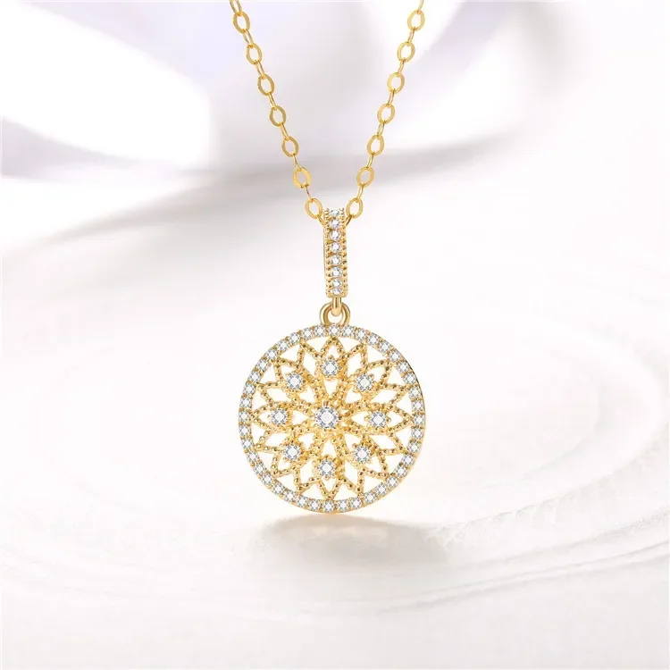 Collar con colgante de oro amarillo de 14 quilates para mujer, bisutería Pierscionki natural, collar de cadena para mujer, joyería naszyjnik, joyas naszyjnik