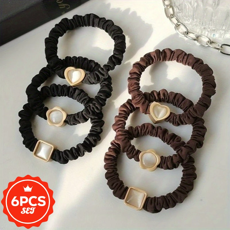 

6Pcs/set New Hair Tie Cat Eye Stone Headband for Women with A High-end Feel, Hair Elastic, High Elasticity, Durable Headwear