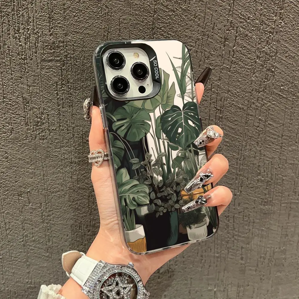 

Plant landscape pattern phone case suitable for iPhone 16 17 15 14 13 12 11 Pro/Max/Plus anti drop and shockproof