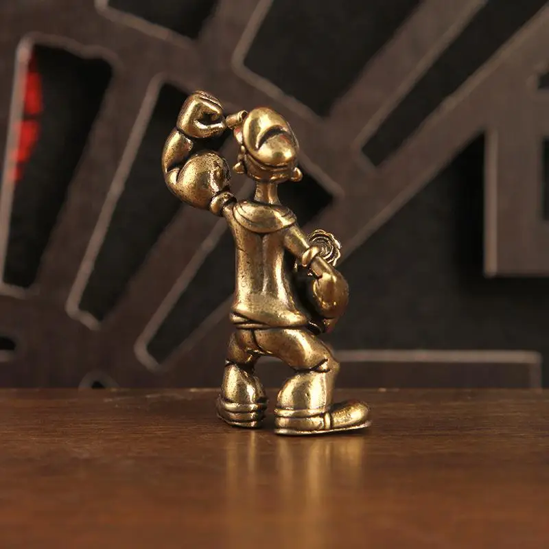 【K】1/2PCS Funny Popeye The Sailor Man Figure Brass Home Decor Office Desk Tea Table Art Ornaments Decorative Car Interior Decor