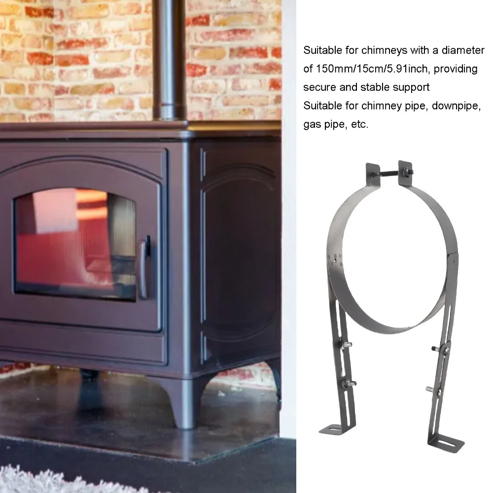 Holder Stainless Steel Chimney Pipe Holder Adjustable Sturdy Chimney Pipe Bracket Stove Pipe Clamp Fireplace