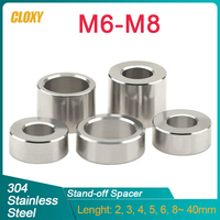 304 Stainless Steel M6 M8 Unthreaded Standoff Spacer Bushing Washer Round Hollow Gasket Sleeve Length 2 3 4 5 6 ~ 40mm