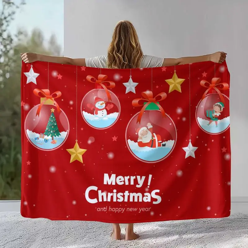 Merry Christmas Tree Santa Claus Fairy Tale Kid Gift Soft Flannel Throw Blanket,Cozy Blanket for Bed,Sofa,Living Room,Home Decor