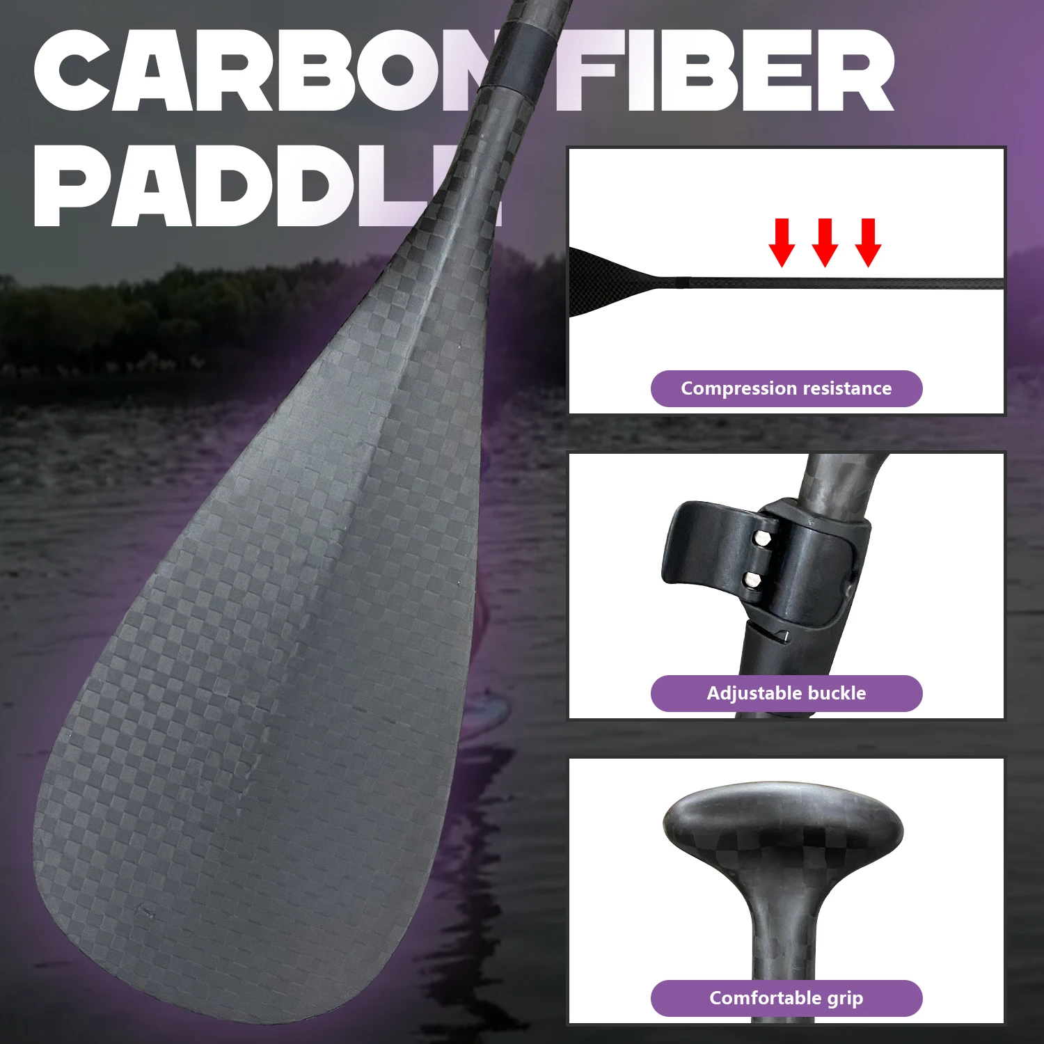 تصميم جديد قابل للتعديل من ألياف الكربون الخفيفة للغاية للرياضات المائية قابل للتخصيص مع شعار Dragon Boat Canoe Kayak وBoard SUP Paddle