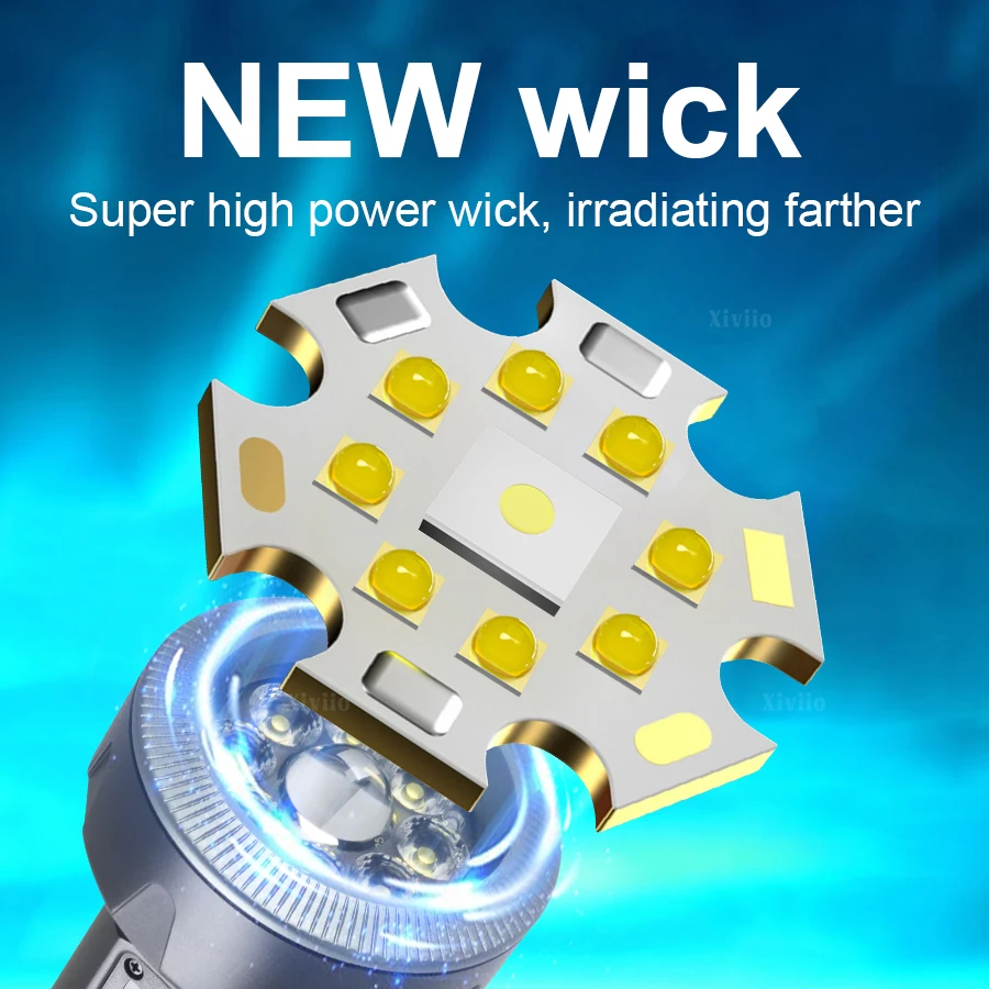 2500000LM New Ultra Powerful Flashlight 500W+COB Super Bright Tactical Torch Rechargeable Powerful LED Flashlights with Magnetic