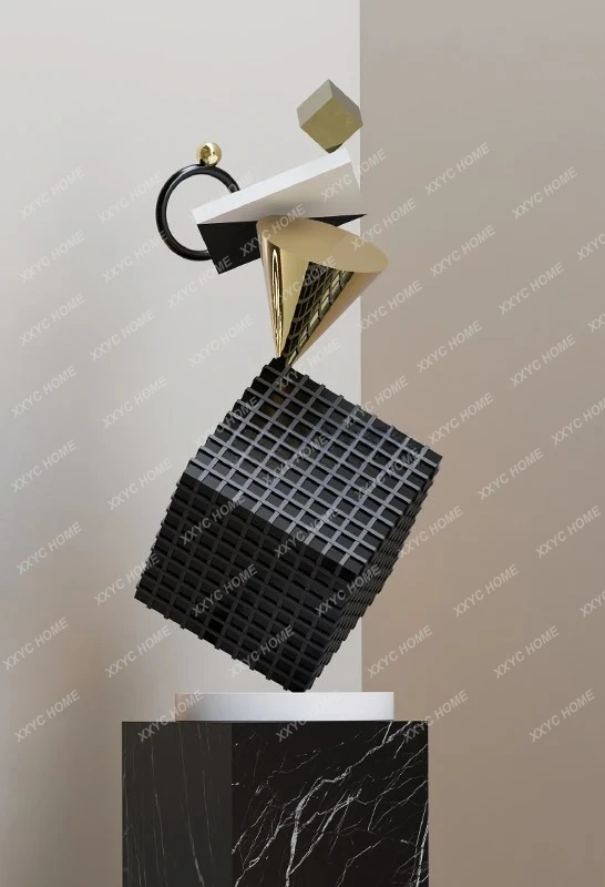 

A Creative Balance Square Three-dimensional Sculpture Ornament Floor-to-ceiling Hotel Decoration Creative Electroplating Art