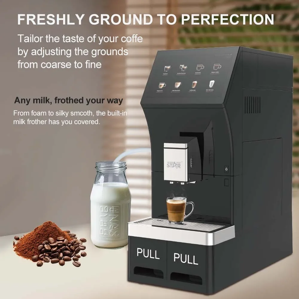 LCD screen automatic bean grinding steam milk foam pressure automatic coffee machine