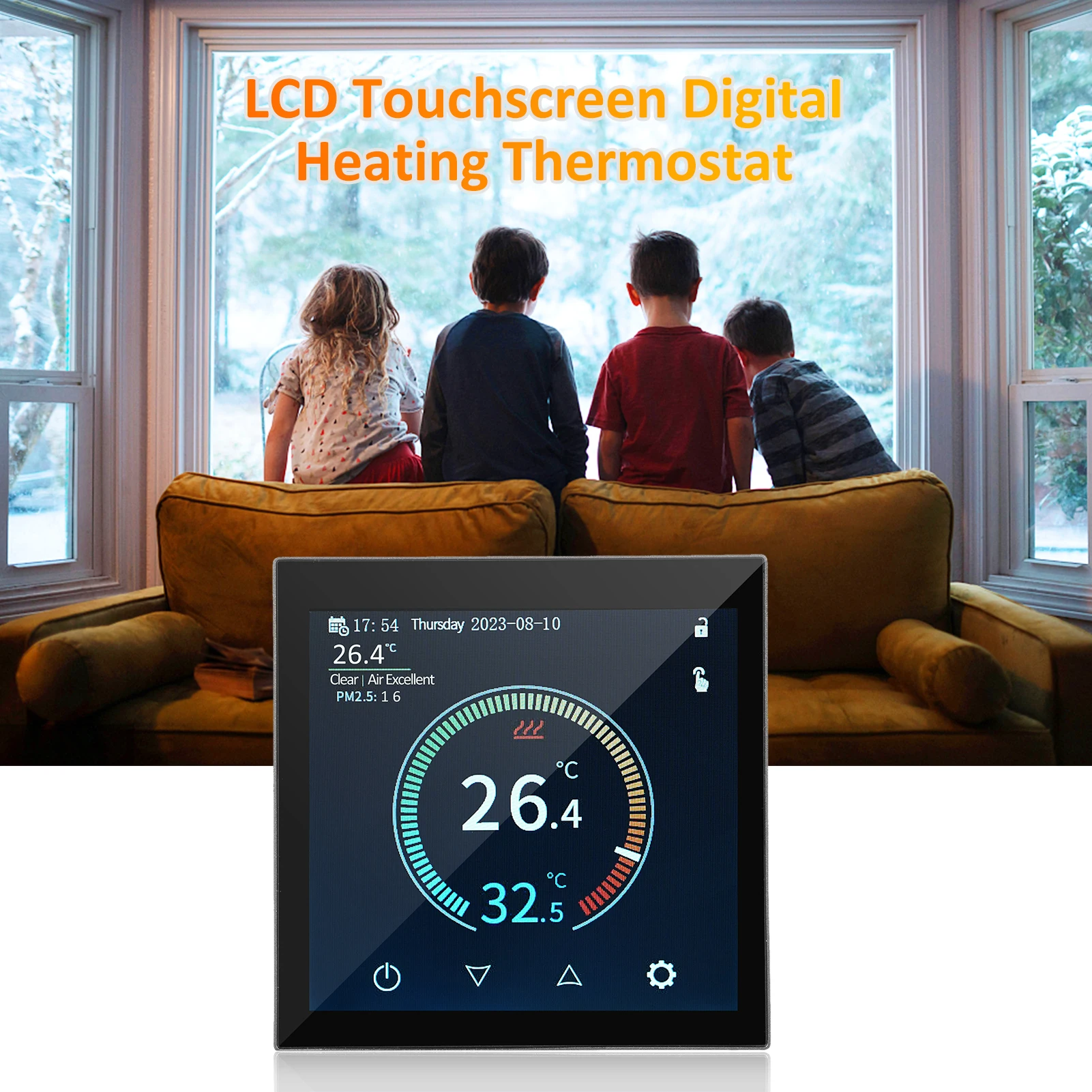 WiFi Smart Thermostat Programmable Thermostat APP Control Digital Temperature Controller 480*480 LCD Touch Display 6 Time-Modes