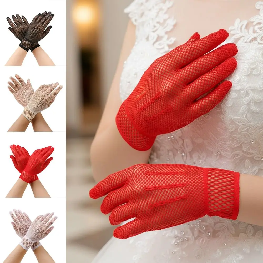 Fashion Lace Bridal Gloves Hollow-out Breathable Wedding Gloves Elegant Short Wrist Gloves For Party Prom Banquet
