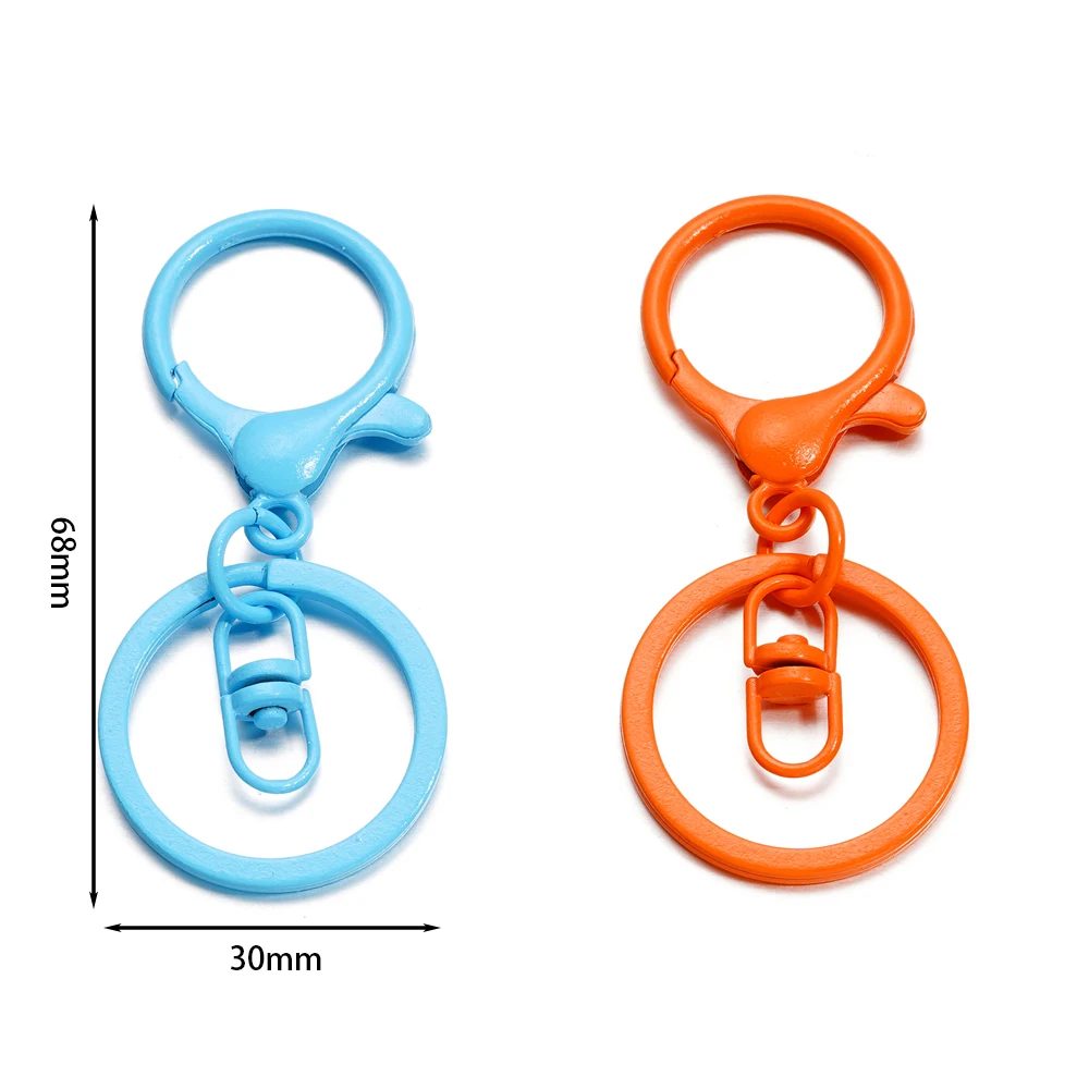 5Pcs/Set  68mm Color Metal Ring Lobster Clasp Hooks Chain Key Ring For Jewelry Making DIY Keychain Make Supplies Accessories
