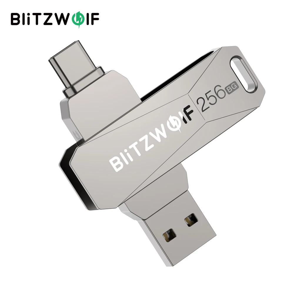 BlitzWolf BW-UPC2 256GB USB Disk 2 in 1 Type-C USB3.0 Flash Drive Ultra-fast Transmission 360° Rotation Zinc Alloy 256GB