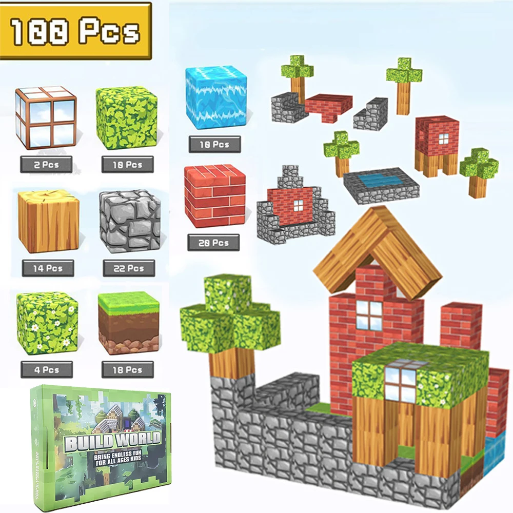 Blocs de Construction magnétiques du monde, jouets sensoriels STEM Montessori pour Kis, ensemble de Construction de cubes magnétiques, cadeau d'anniversaire