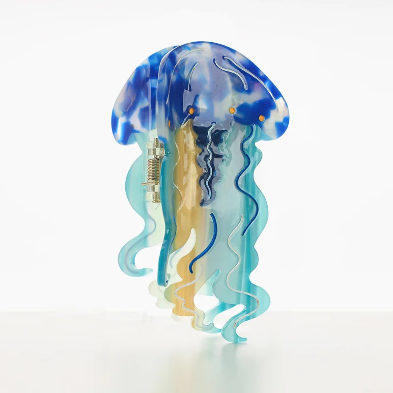 

DS 10CM Large Aurora Jellyfish Hair Claw Summer Ocean Series Acetate Claw Clips Trendy Hair Clips for Women Hair Accessories