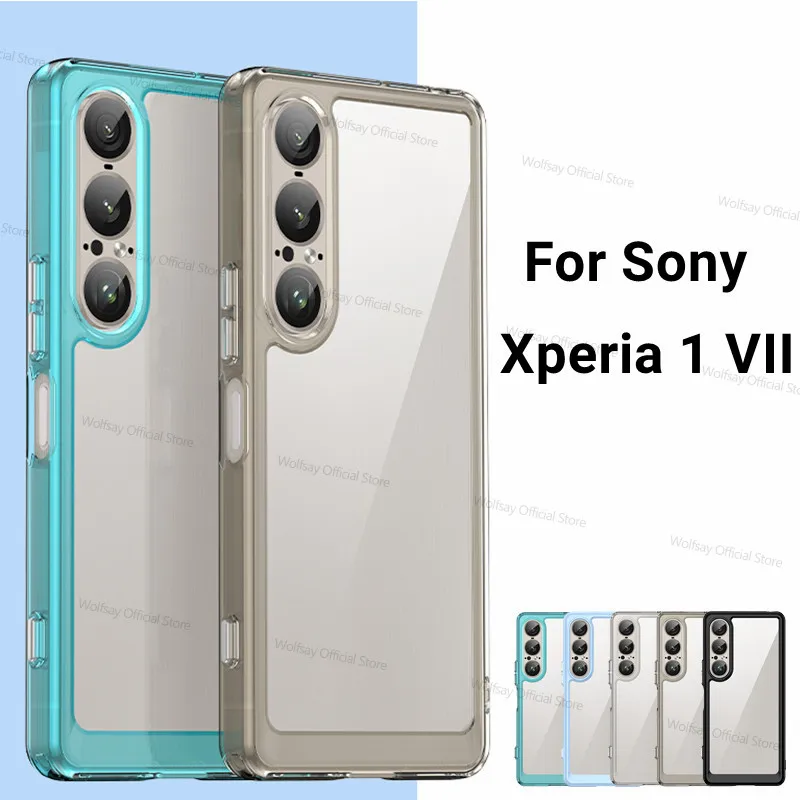 Para Sony Xperia 1 VII funda Sony Xperia 1 VII funda TPU transparente PC + funda protectora de silicona a prueba de golpes para teléfono Sony Xperia 1 VII