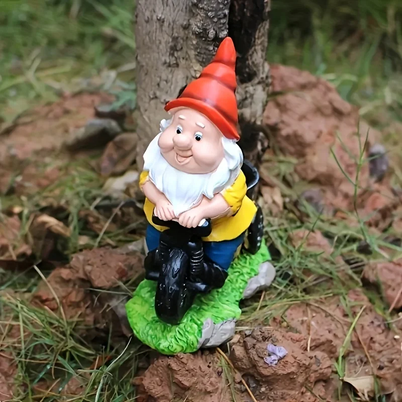 Bicycle Gnome Flower Dwarf Patio Statue Garden Dwarf Decorative Sculpture Ornament Outdoor Jewellery Outdoor Statue